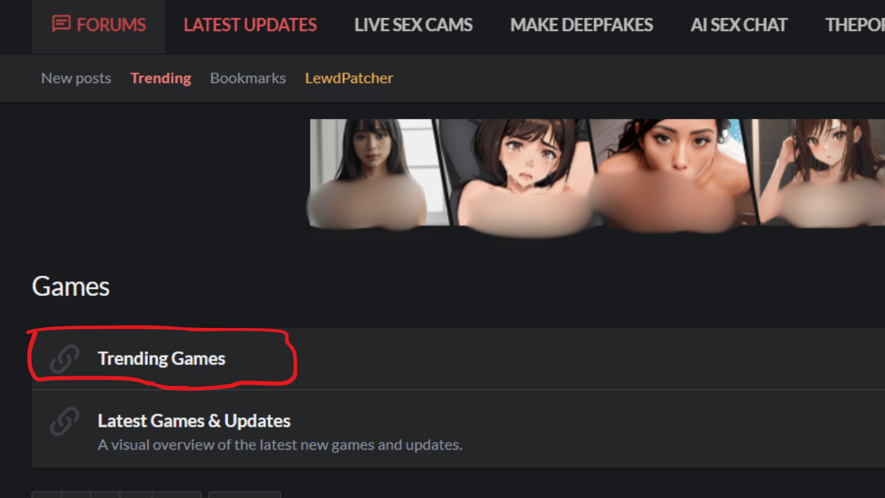 Click either trending or latest games