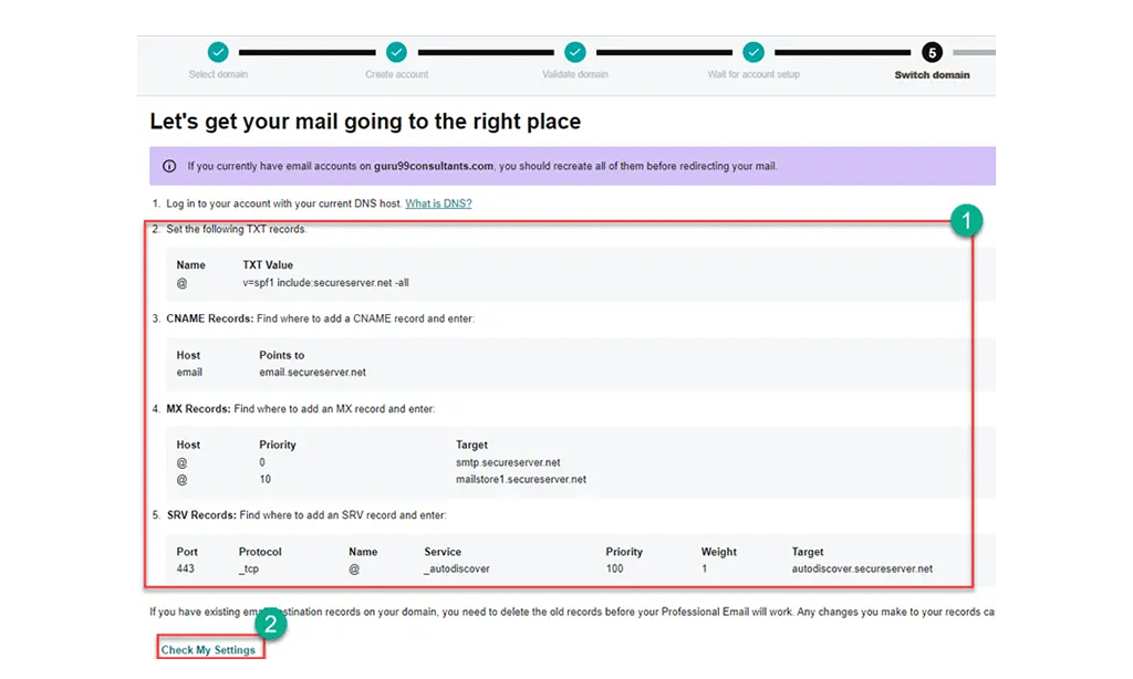 Configure Email step 4