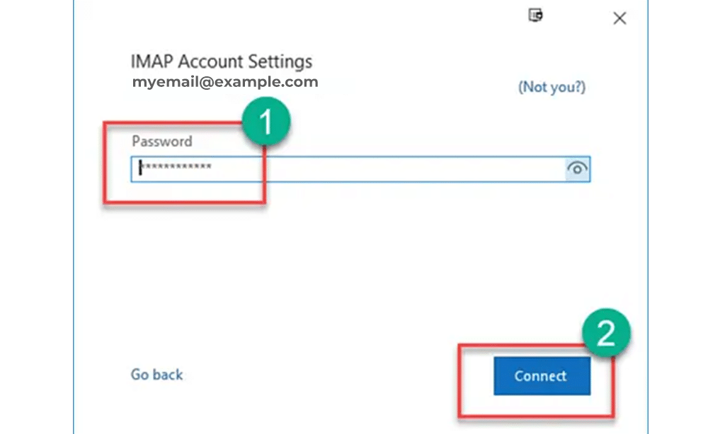 GoDaddy Email on desktop with MS Outlook step 2