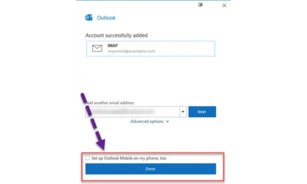 GoDaddy Email on desktop with MS Outlook step 3