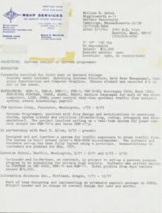 Bill Gates first resume