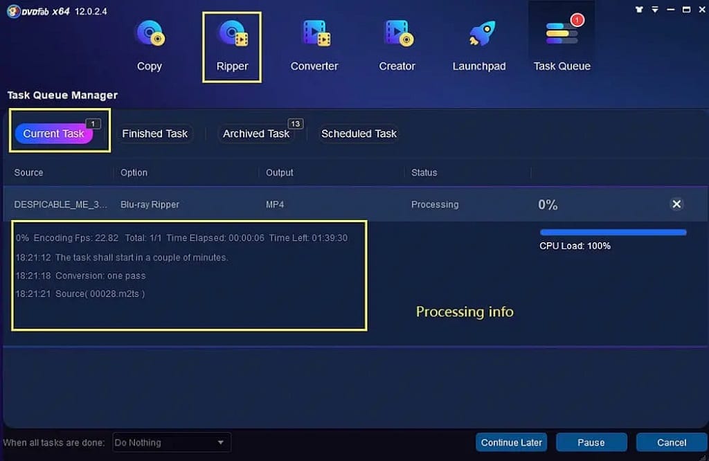 Blu-ray to the output format you've selected