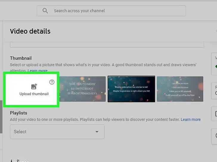Choose Upload Thumbnail