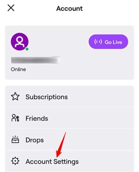 Click on Account setting