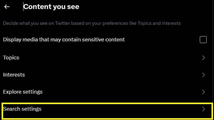Select Search Settings
