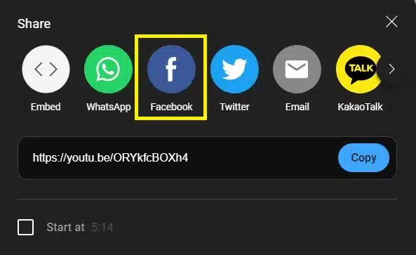 Using the YouTube share button
