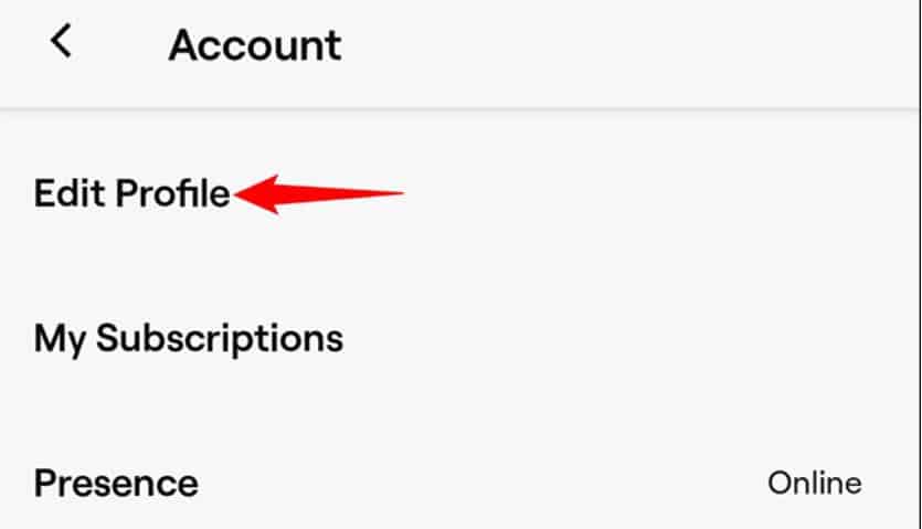 click on the Edit Profile tab