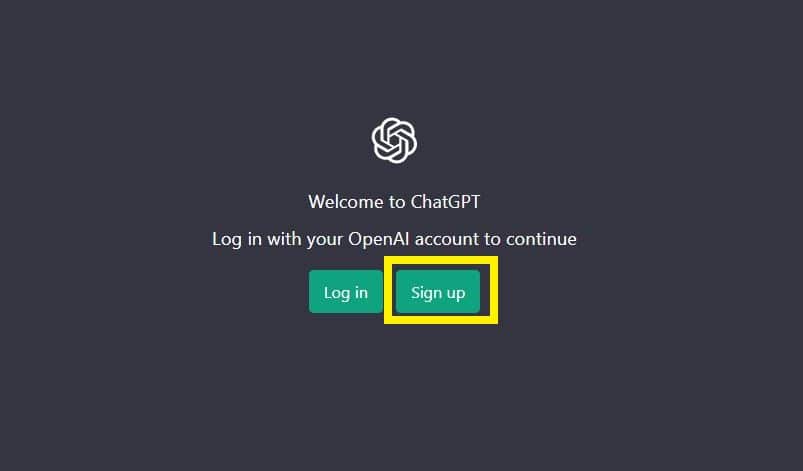Look for the Sign Up button