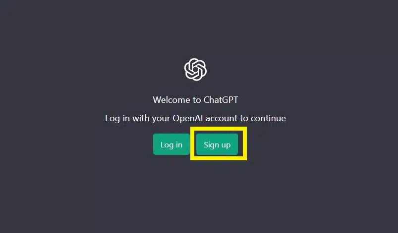 Look for the Sign Up button