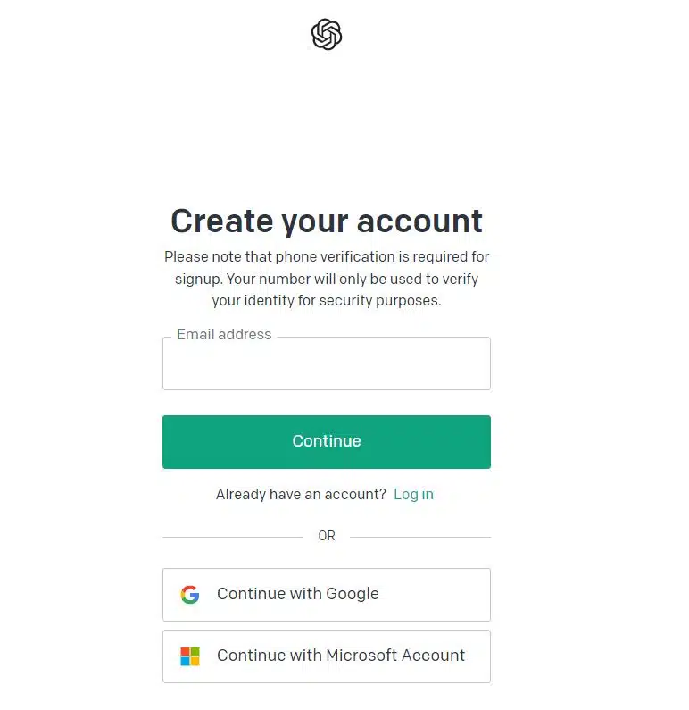 Registration page