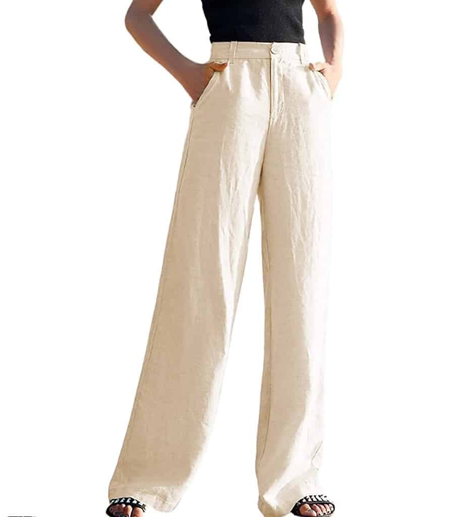 Hooever Womens Casual High Waisted Wide Leg Pants