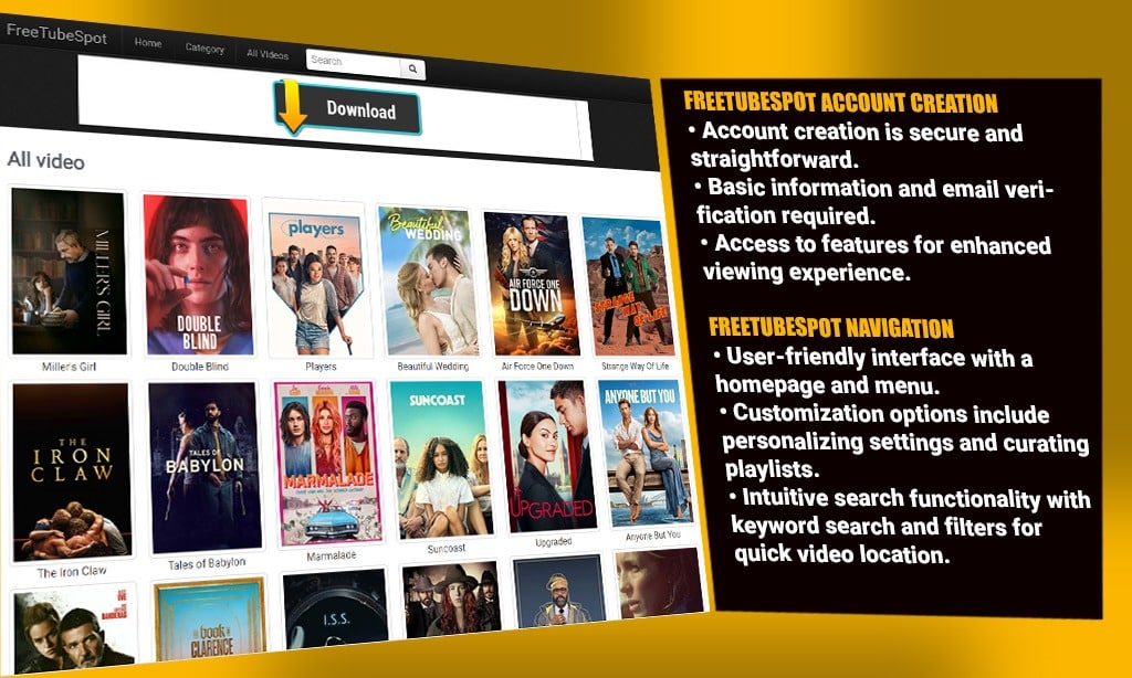 account creation and navigation on freetubespot