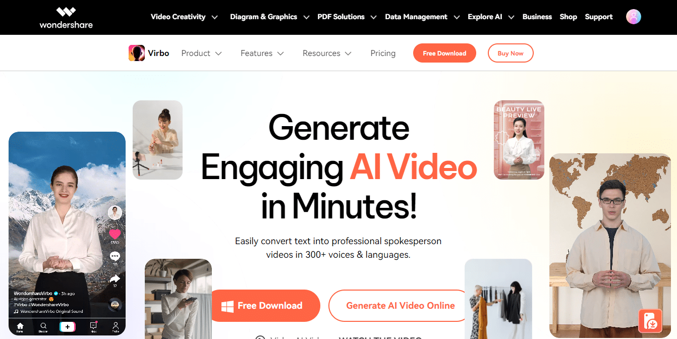 virbo website interface
