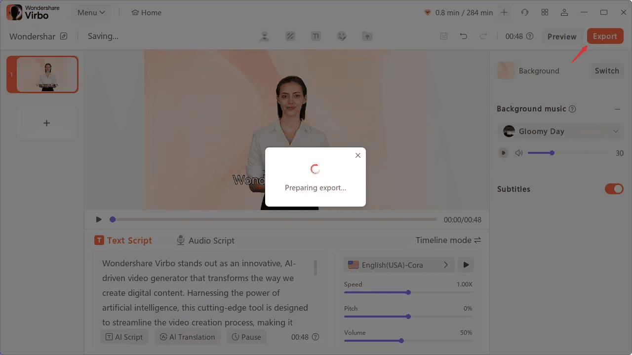 export the video