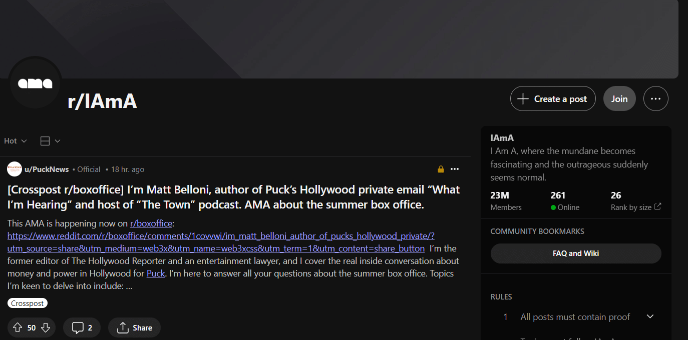 r/IAmA subreddit