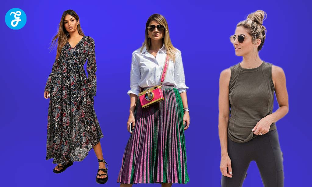Three women in distinct outfits