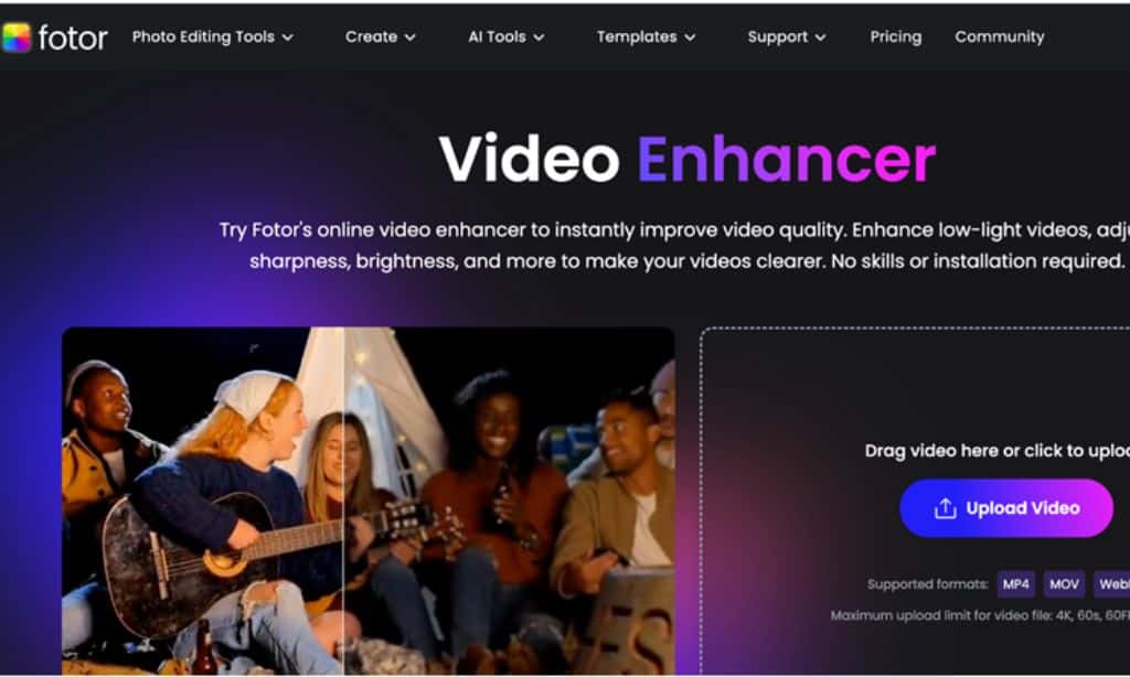 fotor upscale video